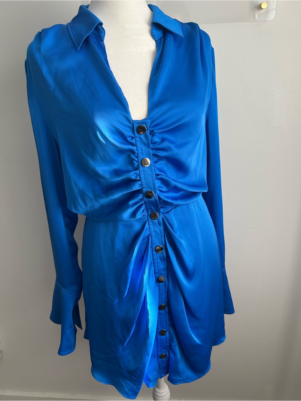 Ramy Brook Royal Blue Satin Button-Front Shirt Tunic